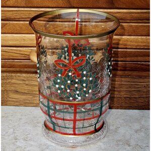 Fifth Avenue Crystal Mistletoe Hurricane Candle Holder 6" tealight votive New
